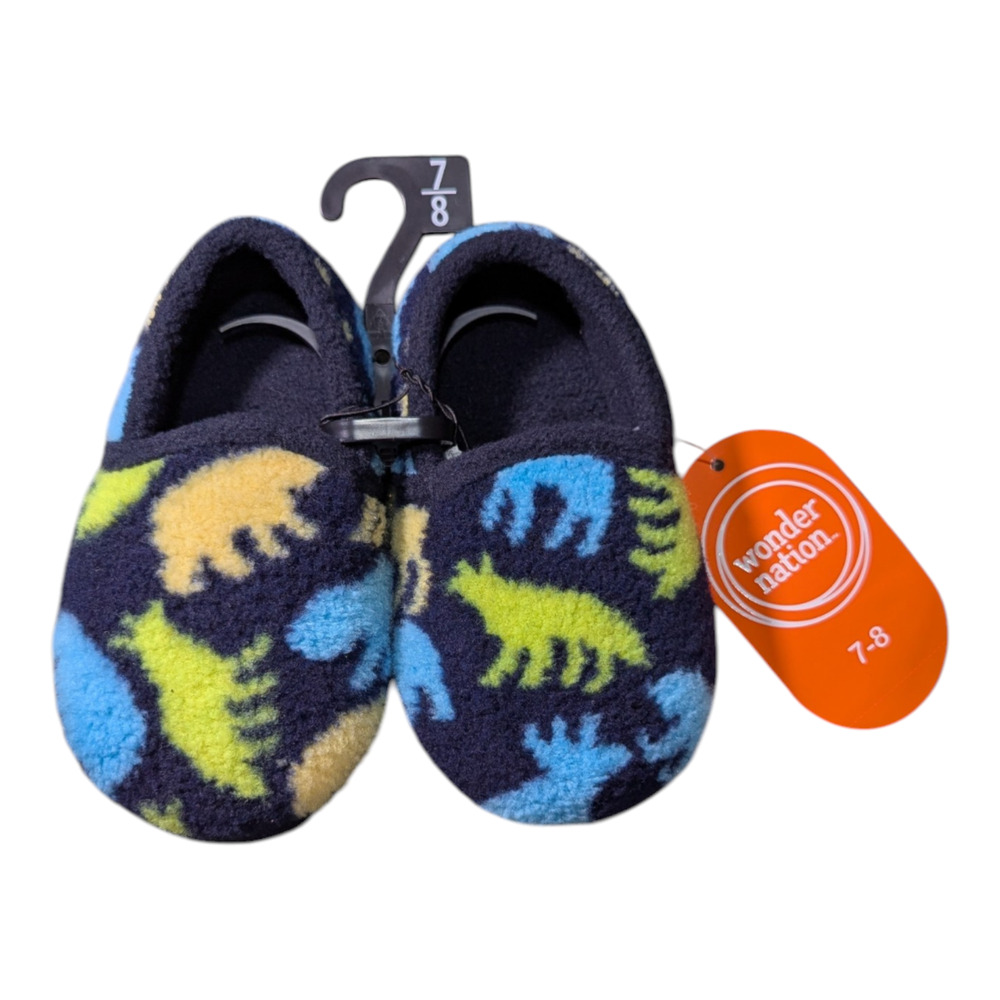 Wonder Nation - Kids Slippers - Toddler Size 7-8 NWT Green Blue - Forest Animals